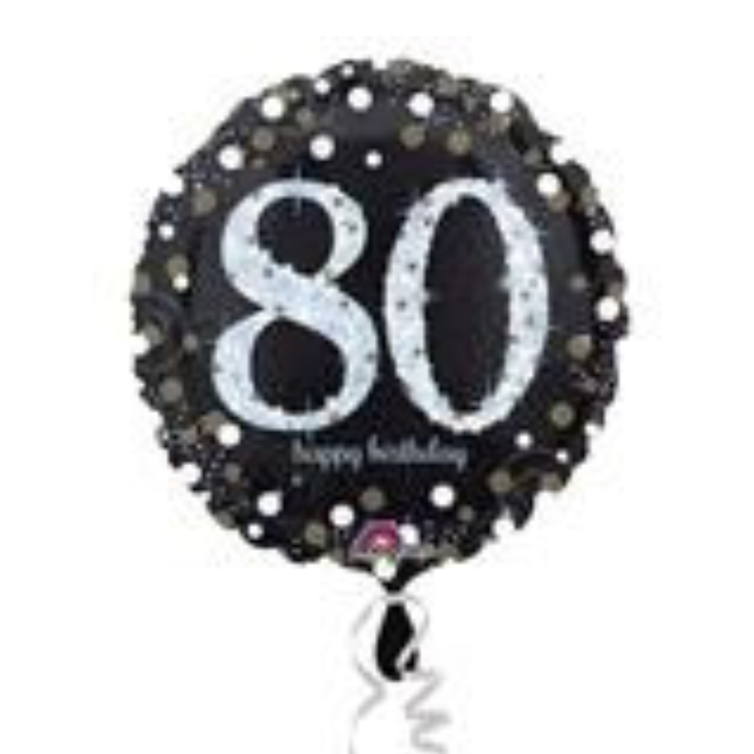 18"A Happy Birthday Sparkling 80th Holographic
