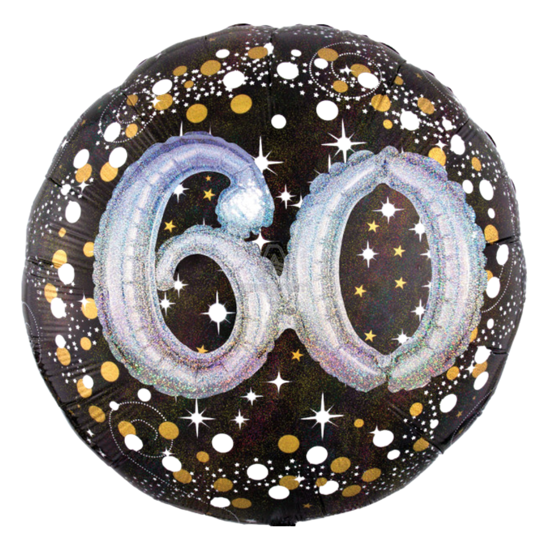 36"A Happy Birthday Sparkling Holo. 60th Multi