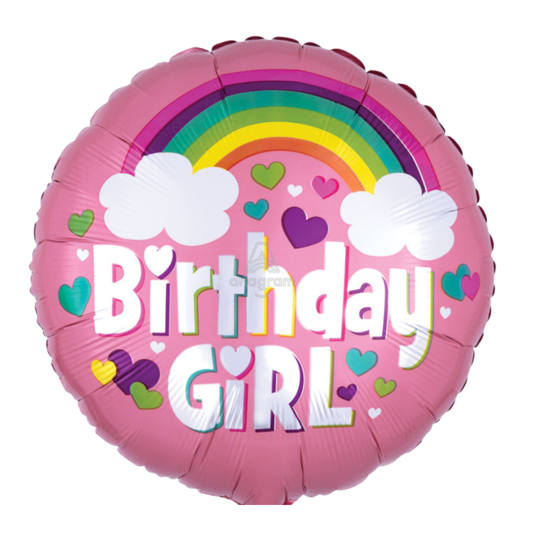 18"A Birthday Girl Rainbow Clouds