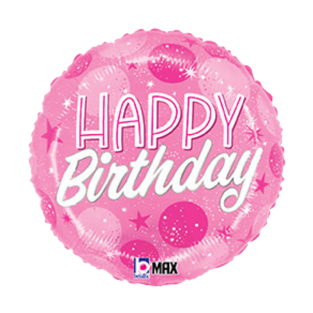 18"S Happy Birthday Sparkle Pink Dots