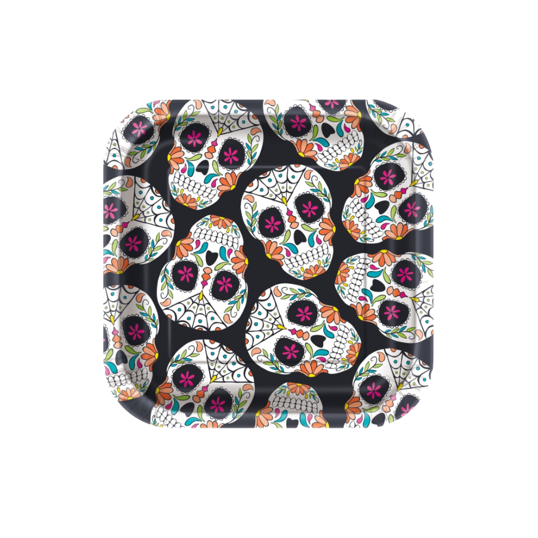 Skull Day of the Dead Square 7" Dessert Plates 10ct
