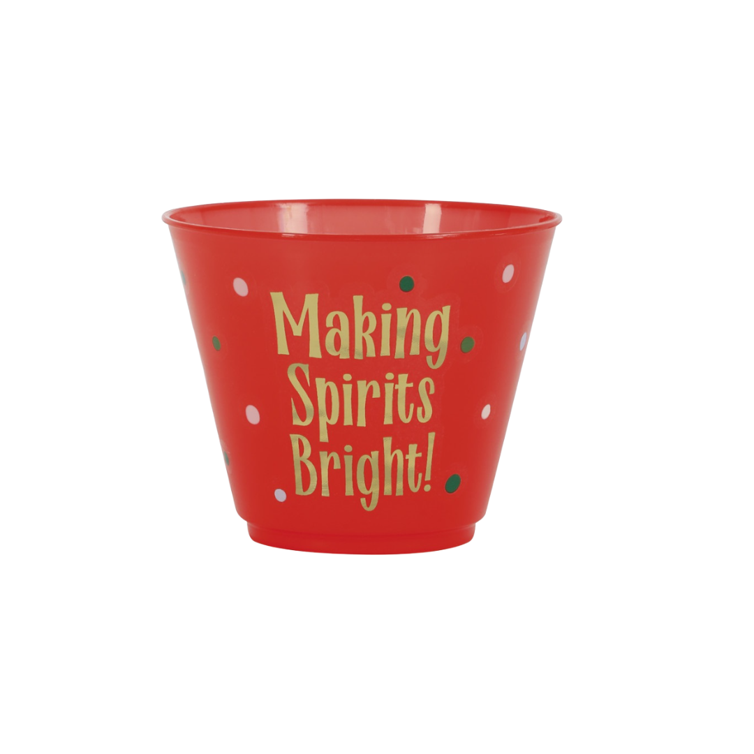 Vintage Christmas "Making Spirits Bright" 9oz Plastic Cups 8ct - Foil Stamp