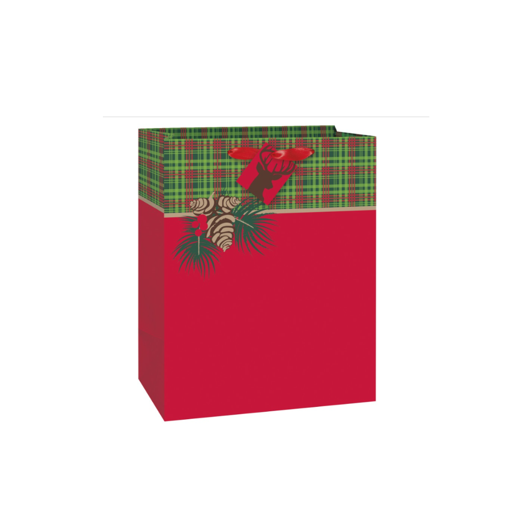 Red and Green Tartan Christmas Large Gift Bag