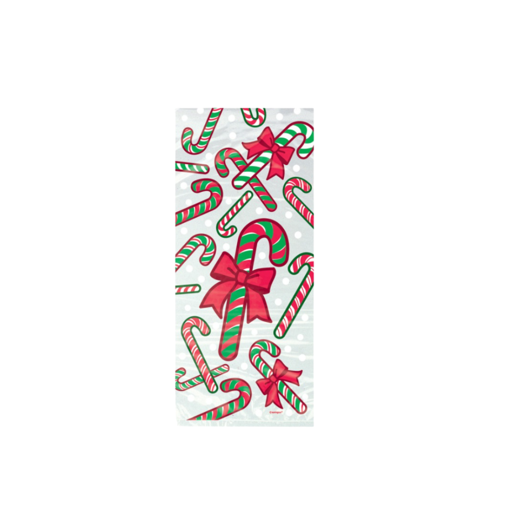 Candy Cane Cellophane Bags 20ct