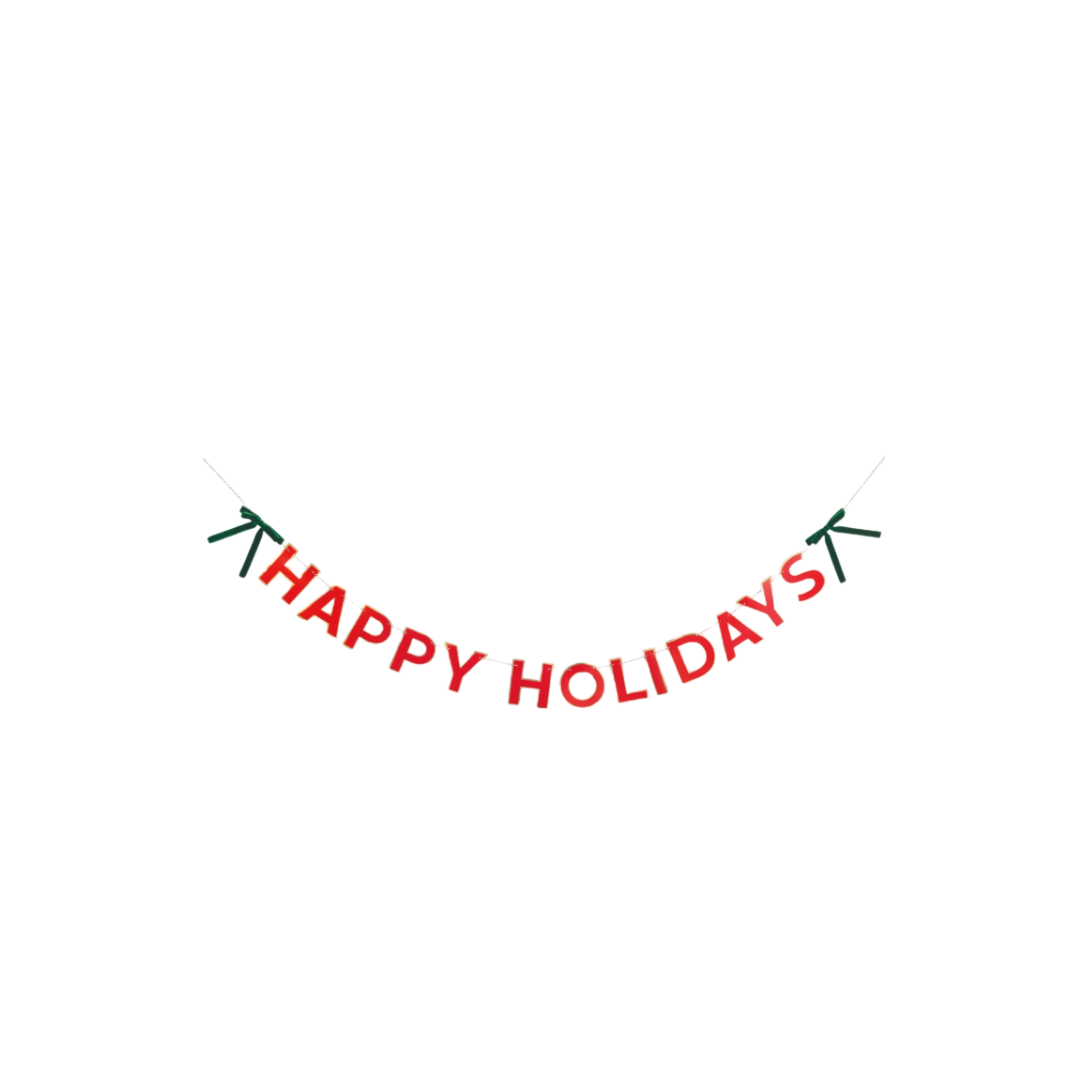 Velvet Bow and Diecut "Happy Holidays" Garland 7.5 ft