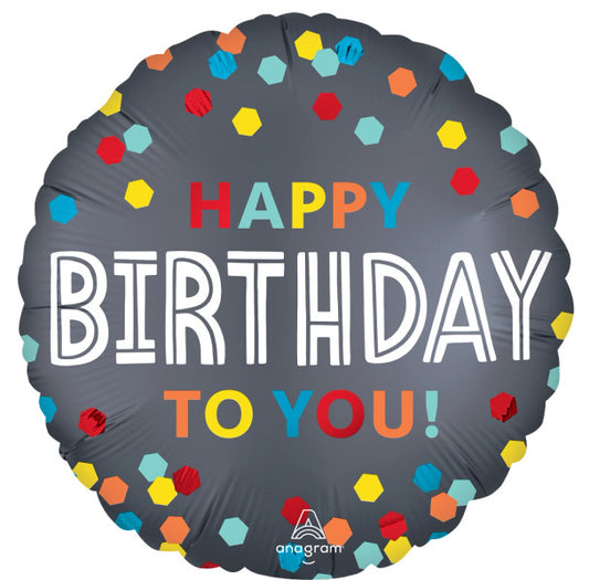 18"A Happy Birthday Satin Confetti Burst