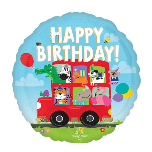 18"A Happy Birthday Animal Party Bus