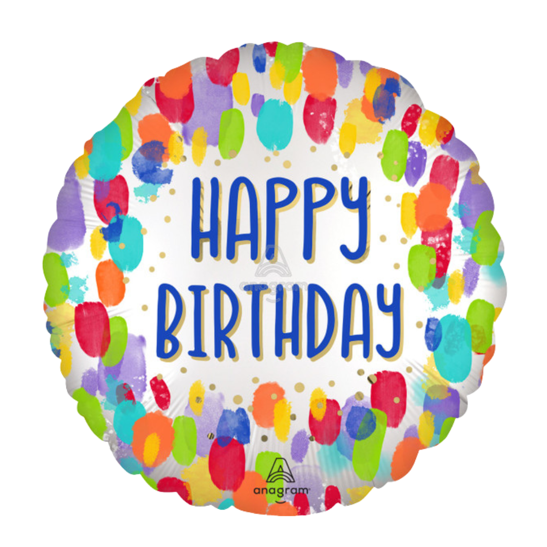 18"A Happy Birthday Painterly Dots