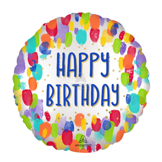18"A Happy Birthday Painterly Dots