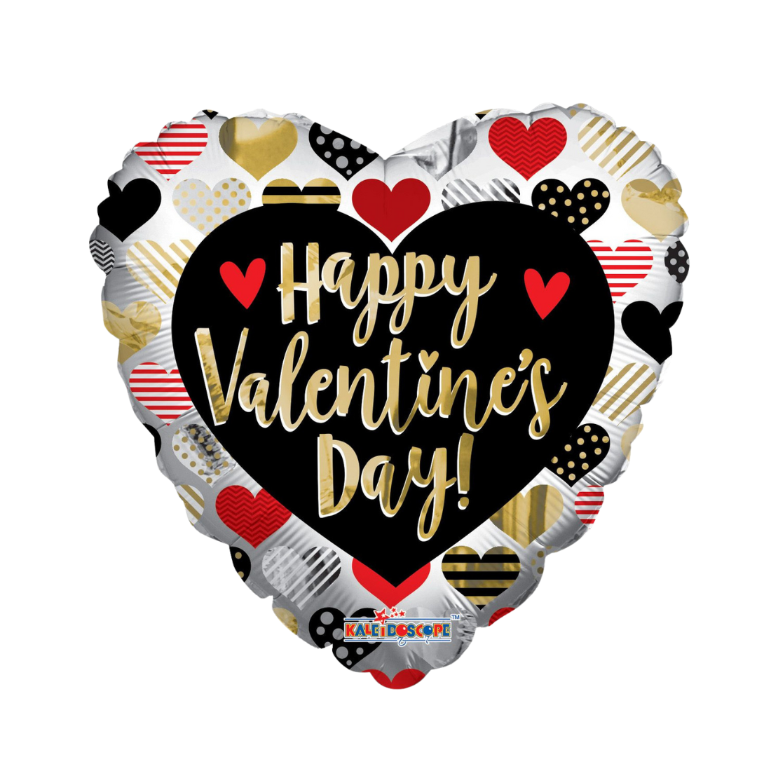 18" Black & Gold Valentines Day Heart Foil