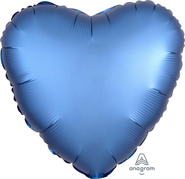 18" Heart Satin Luxe Azure Blue