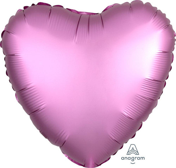 18" Heart Satin Luxe Flamingo Pink