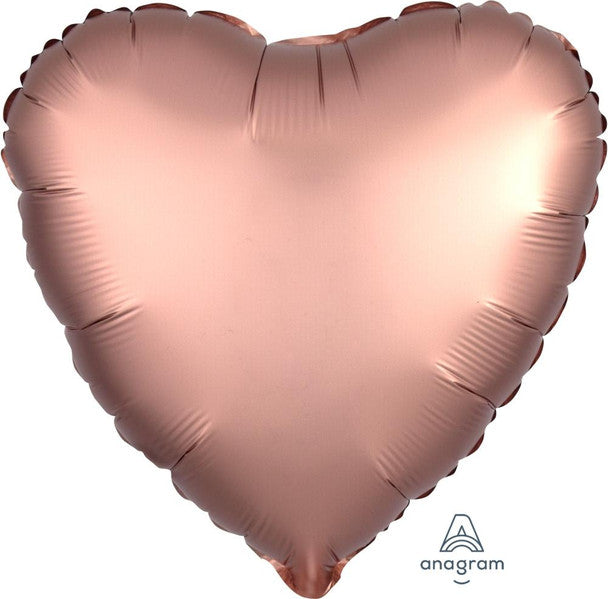 18" Heart Satin Luxe Rose Gold Copper