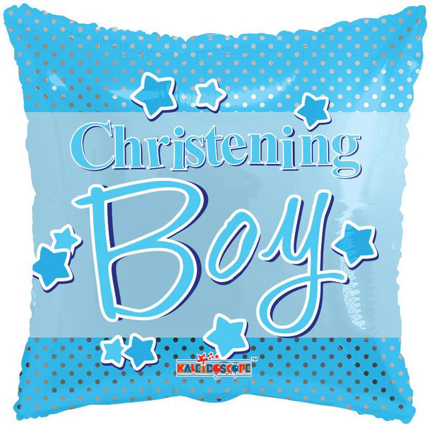 18" Christening Boy Square Dots