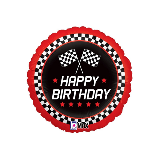 18" Happy Birthday Checkered Flag