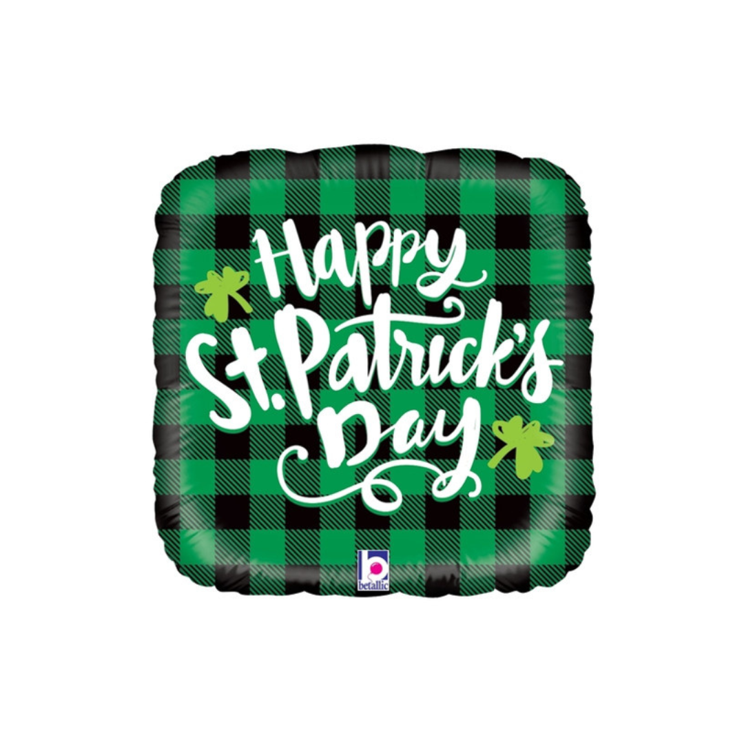 18" Happy St. Patrick's Day Buffalo Plaid