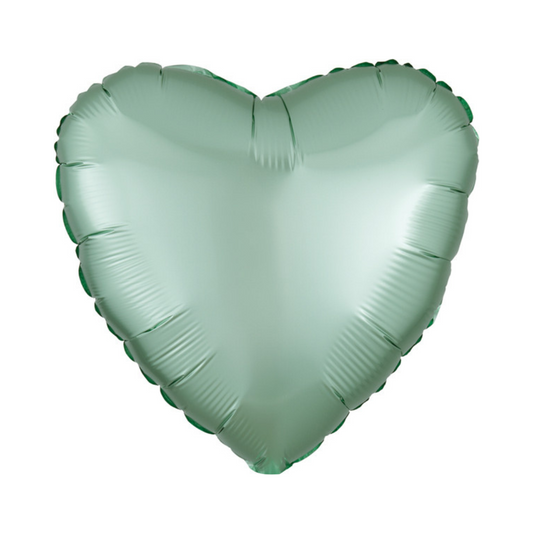 18" Heart Satin Luxe Mint Green