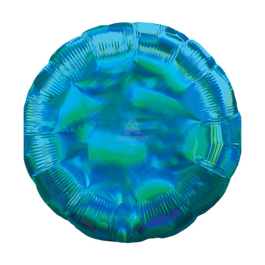 18" Iridescent Cyan Blue Round Foil Balloon