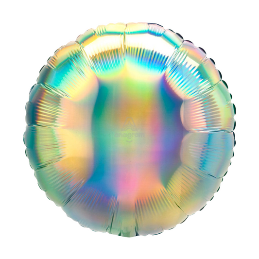 18" Iridescent Pastel Rainbow Round Foil Balloon