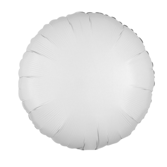 18" White Round Foil Balloon