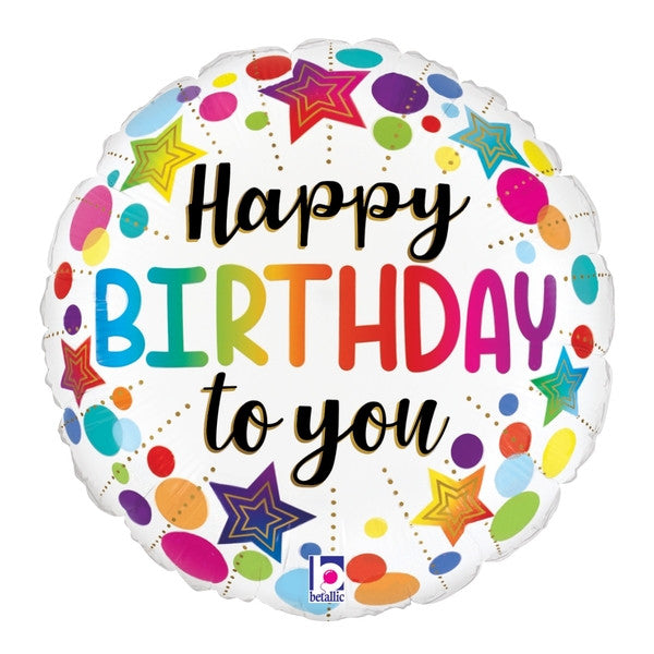 18"S Happy Birthday Stars and Dots