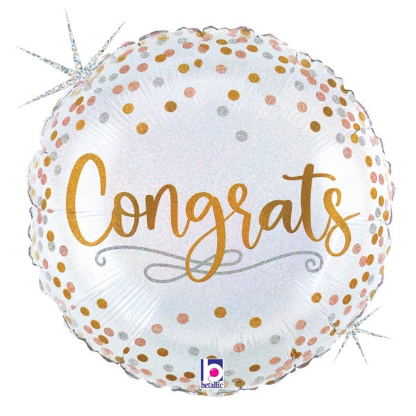 18"S Congrats Confetti Holographic
