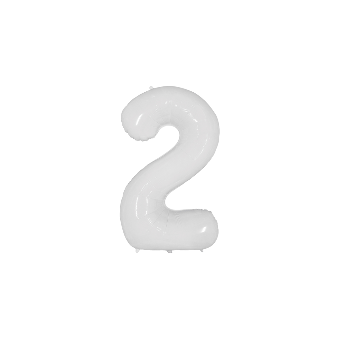 34" White Number Foil Balloons