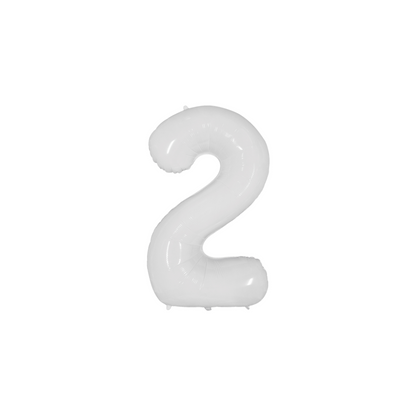 34" White Number Foil Balloons