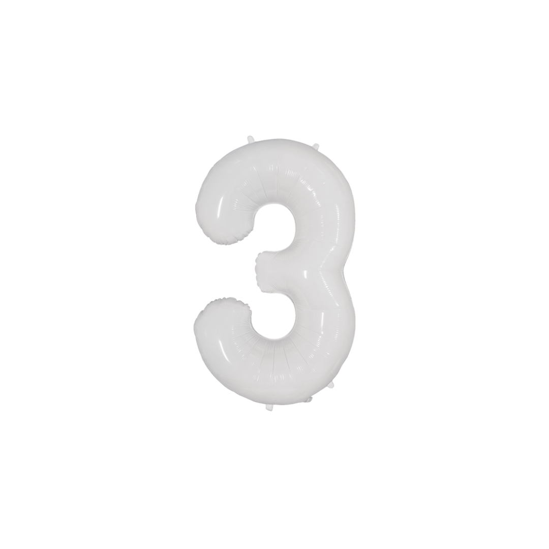 34" White Number Foil Balloons