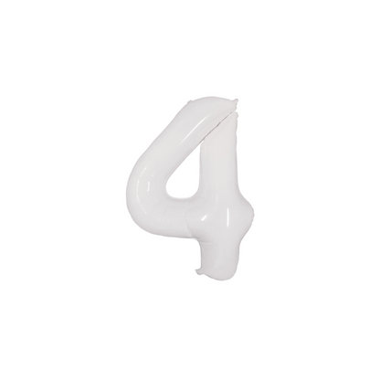 34" White Number Foil Balloons