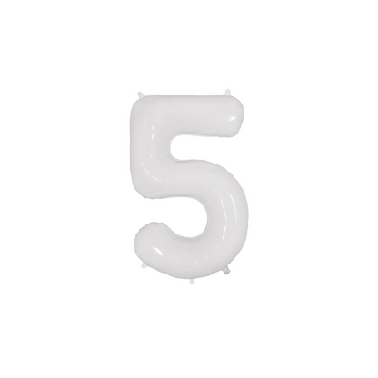 34" White Number Foil Balloons