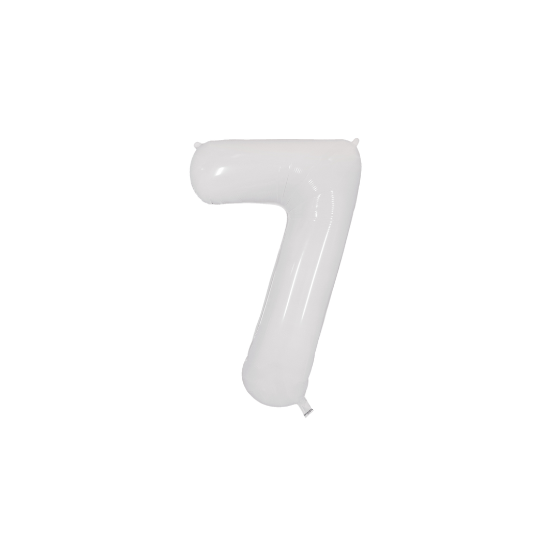 34" White Number Foil Balloons