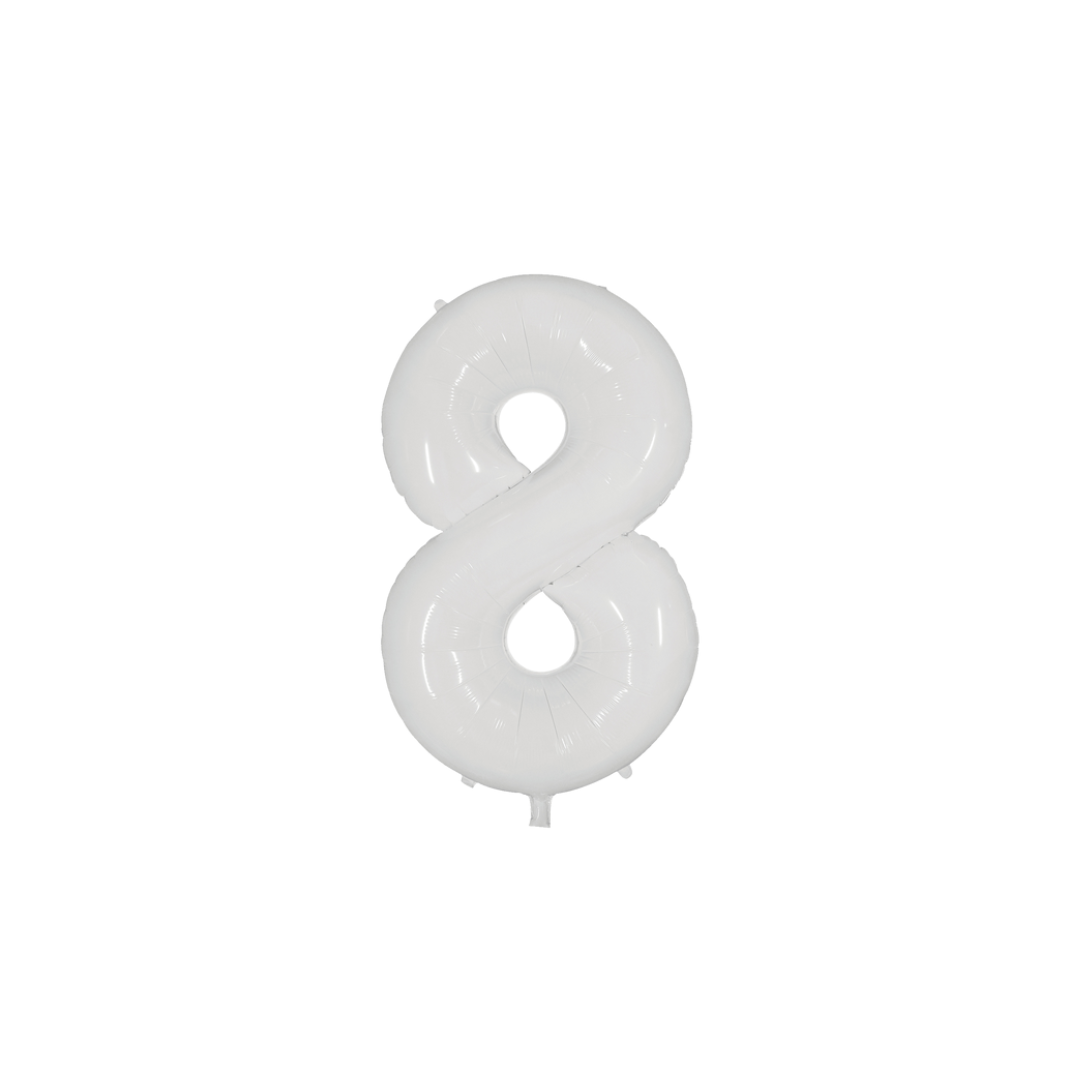 34" White Number Foil Balloons