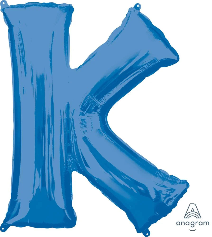 LRG SHP LETTER K BLUE ANAGRAM 34"