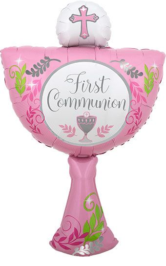 LRG SHP FIRST COMMUNION CHALICE PINK 31"