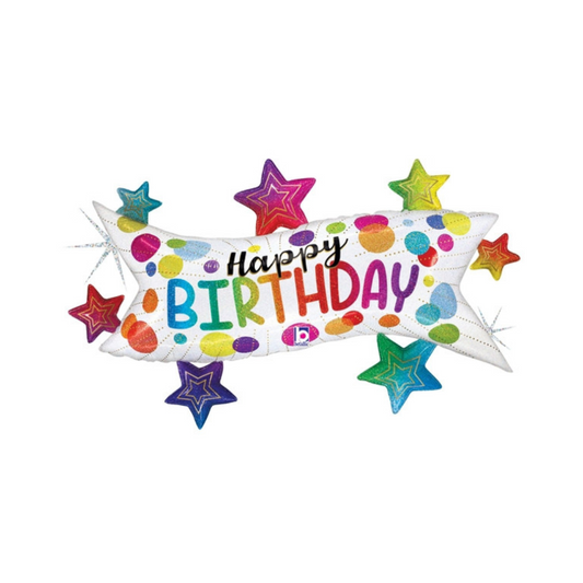 37" Happy Birthday Banner Stars