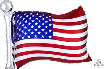 LRG SHP AMERICAN FLAG SATIN 27"