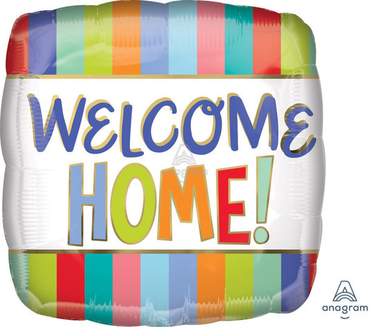 18"A Welcome Home Stripes Square