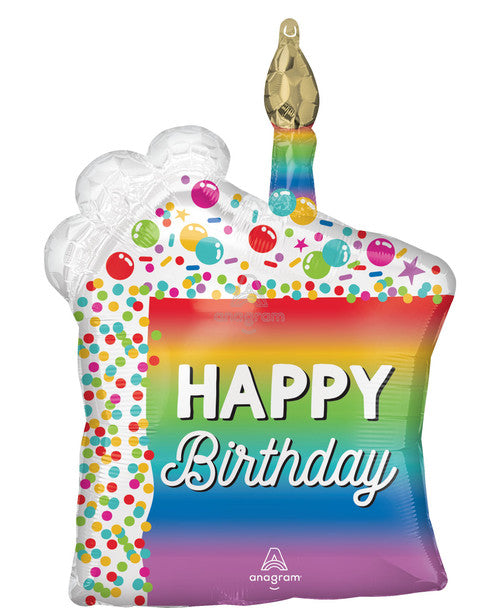 28"A Happy Birthday Cake Slice Rainbow
