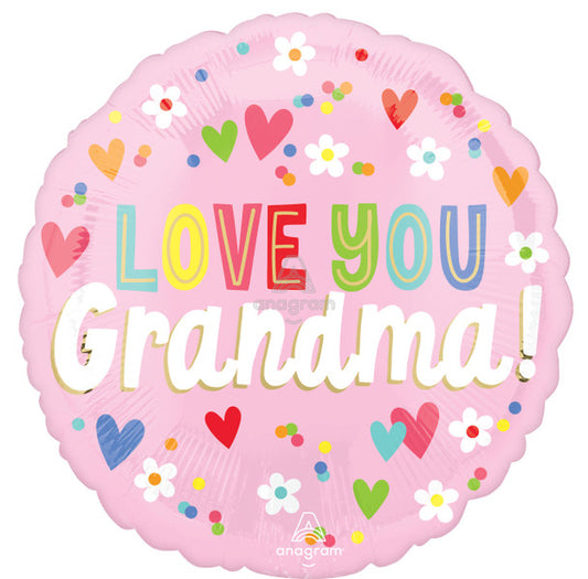 18"A Love You Grandma Hearts and Flowers