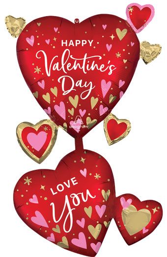 LRG SHP HVD SATIN HEARTFELT LOVE YOU 45"