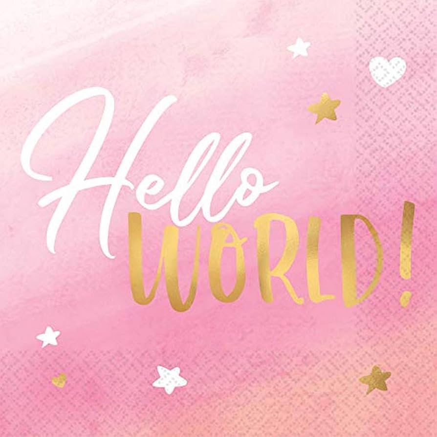 Hello World! Pink Gender Reveal Napkins