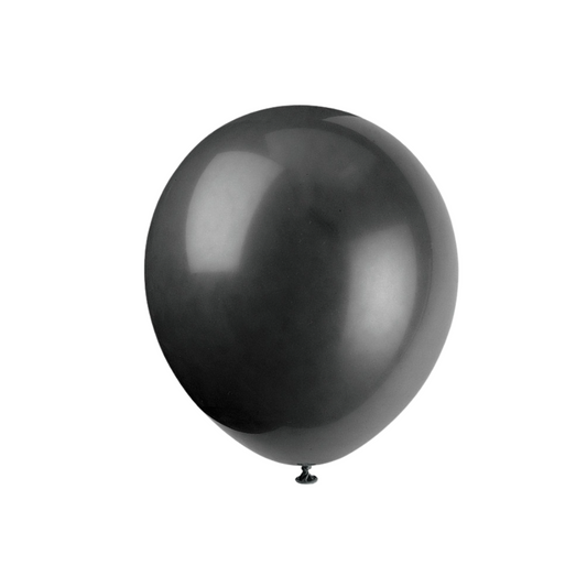 12' Latex Balloons 10ct- Jet Black