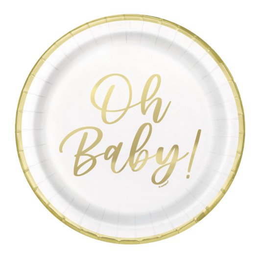 Gold Baby Shower 9" Plates