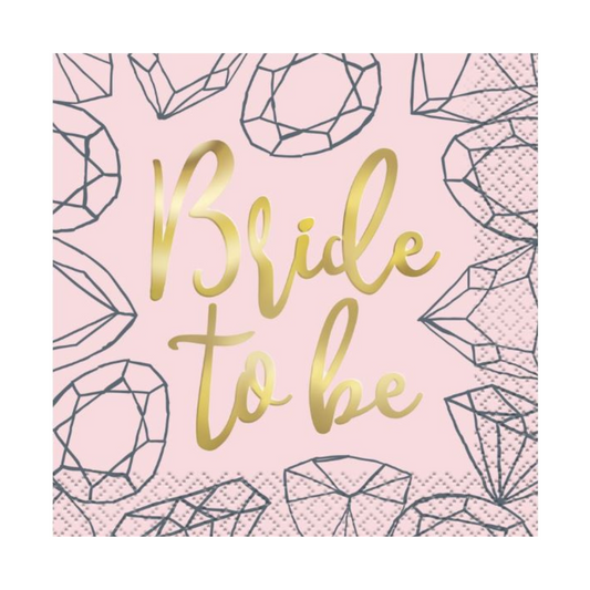 Pink Diamond Bachelorette Party Beverage Napkins 16ct - Foil Stamping