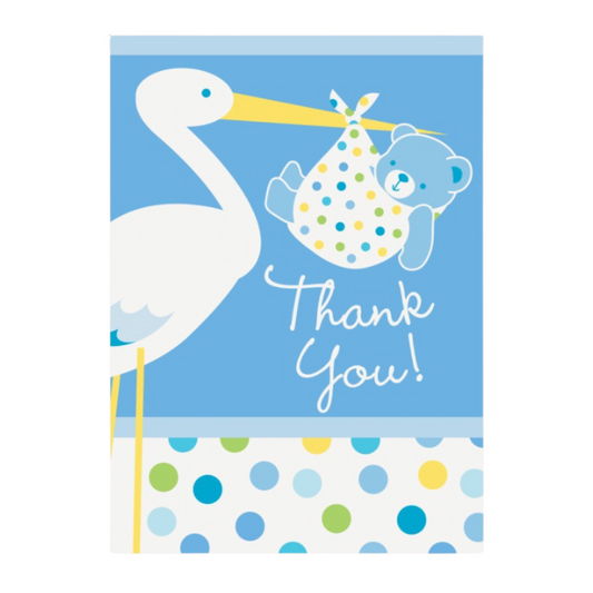 Baby Boy Stork Thank You Notes