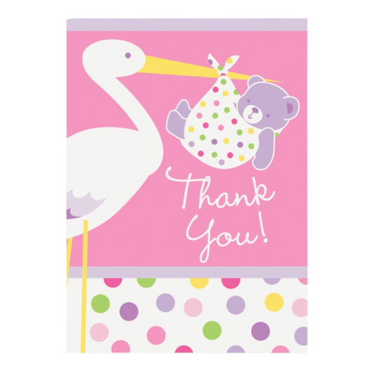 Baby Girl Stork Thank You Notes