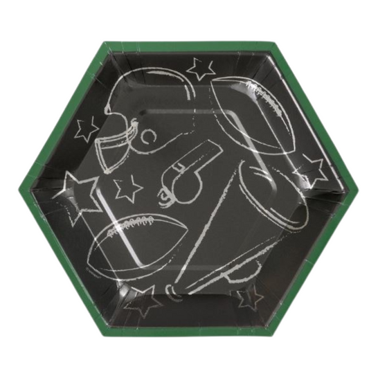 Kickoff Football Hexagon Shaped 8.25" Plates 8ct - Foil Stamping