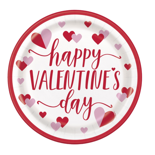 Charming Hearts "Happy Valentine's Day" Round 9" Dinner Plates 8ct