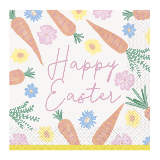 Flowery Easter "Happy Easter" Luncheon Napkins 24ct